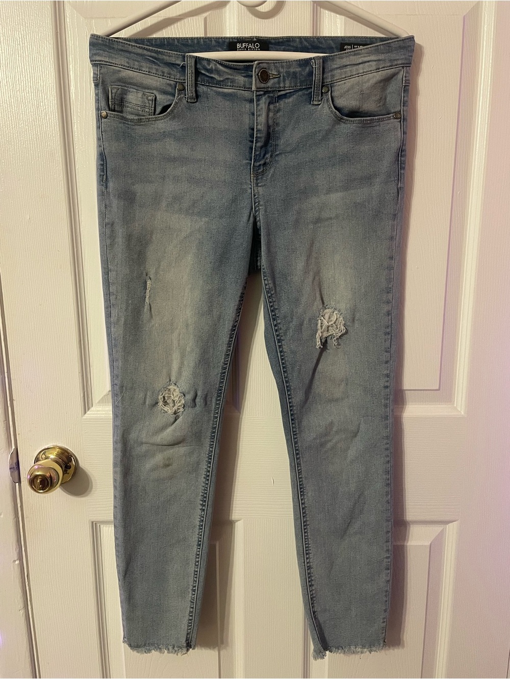 Buffalo David Bitton Faded Light Blue Ripped Skinny Jeans